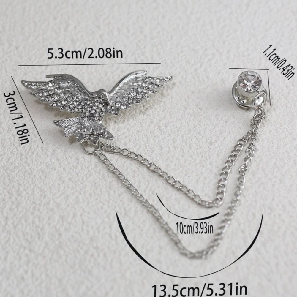 ✨Gorgeous Rhinestones Pin Brooch with Chain - Picture 2 of 2